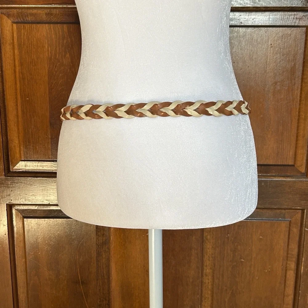 Fossil Women's Braided Leather belt Two Tone Brown Size‎ Small